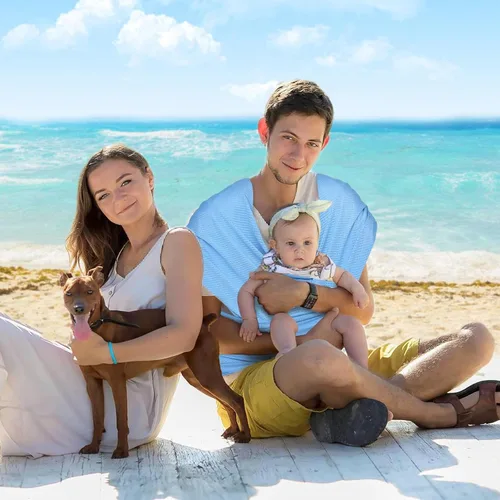 Vista 6 de Blue Water Baby Carrier Wrap Sling para aventuras acuáticas en la piscina Azul