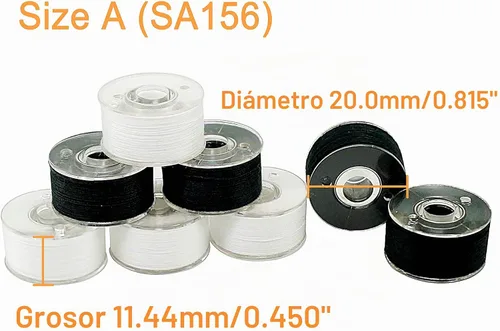 Vista 3 de New brothread 144 hilos de bobina preenrollados tamaño A SA156 -96 blanco + 48 negro