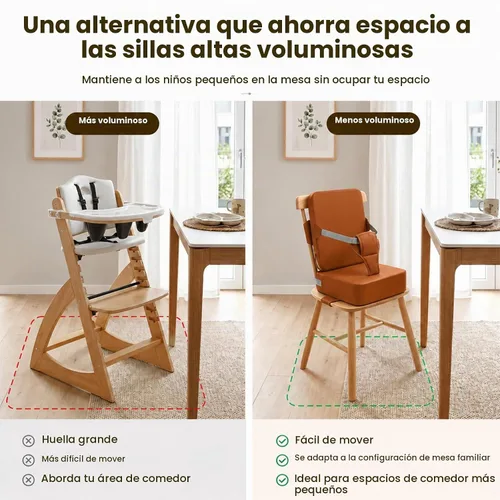 Vista 4 de Booster Seat for Kitchen Chair, Upgrade Toddler Booster Seat for Table Brown-PU