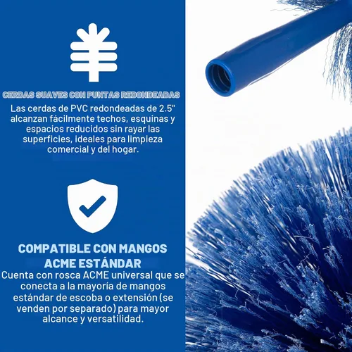 Vista 3 de SPARTA Flo-Pac Plumero de Limpieza Redondeado con Cerdas Cargadas Electrostáticamente para Limpieza, 9 X 7 X 7 Pulgadas, Azul