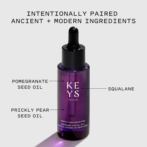 Vista 2 de Keys Soulcare Aceite facial de escualano profundamente reponedor, hidrata la piel durante la noche para una tez radiante y brillante, vegano, libre
