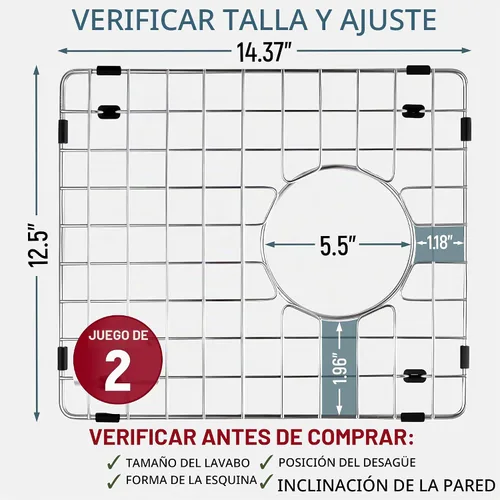 Vista 10 de Rejilla para fregadero de cocina, 14.37 x 12.5 pulgadas, drenaje central 15x13 gris