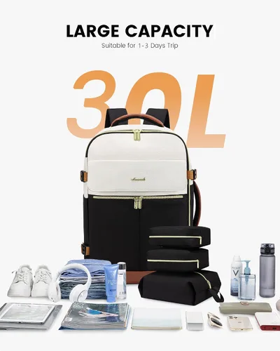 Vista 6 de LOVEVOOK: mochila de transporte de 40L, mochila de viaje para mujer con 3 cubos de embalaje