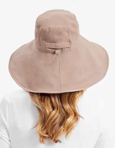 Vista 7 de Solbari Sombrero de sol de lino de algodón ultra ancho para mujer, UPF 50+, plegable, ajustable con agujero para cola de caballo para viajes, playa