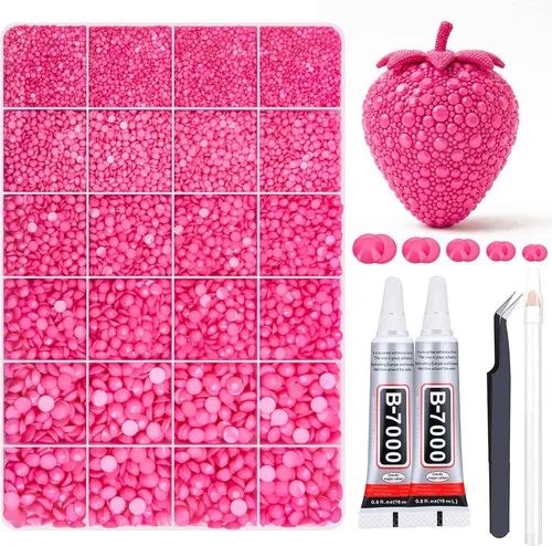 Vista 14 de 27000PCs Resin Rhinestones Kit, 2-6mm Crystal Diamond Gems with Picker Pencil, Tweezer & 2 Glue Bottles, Flatback Rhinestone Set for Diamond