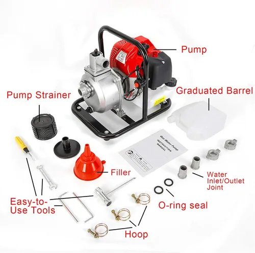 Vista 8 de Bomba de Agua de Gas Gasolina, 1" 2 Tiempos 1.7HP Bomba de Transferencia de Agua de Gasolina de Alta Presión para Piscina, Paisajismo o Riego