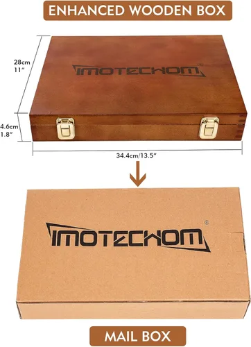 Vista 7 de Juego de 12 piezas de herramientas de tallado de madera para carpintería con caja de madera, cuchillas de acero CR-V 60 ultra afiladas
