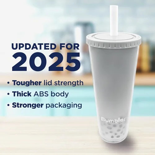 Vista 8 de Bumbler 24 onzas Gran Taza Reutilizable Portátil Ecológica Taza de Beber con Pajita de Punta Suave y Ancha, Tapa Estética a Prueba de Fugas