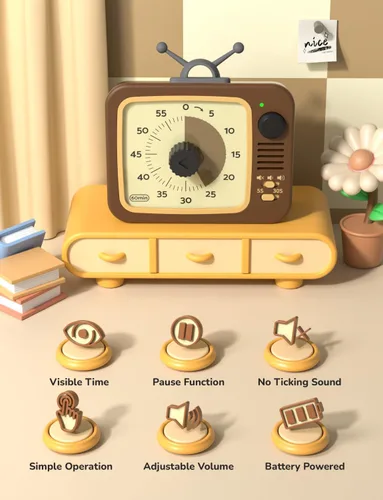 Vista 2 de LIORQUE Temporizador Visual para Niños con Función de Pausa, Temporizadores de Cuenta Regresiva de 60 Minutos para Aula, Oficina, Cocina