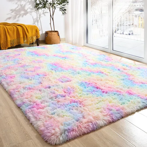 Vista 154 de Softlife Alfombra naranja para dormitorio, alfombra de felpa esponjosa para sala de estar para niñas, alfombra lanuda para niños, alfombra suave