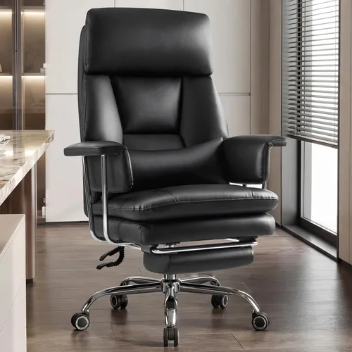 Vista 13 de Furniliving Silla de oficina grande y alta con reposapiés, silla de oficina ejecutiva de piel sintética con respaldo alto y soporte lumbar