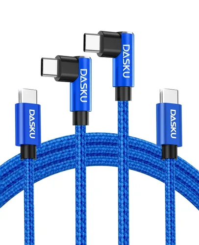 Vista 12 de Cable USB a USB C de 90 grados de 60 W, carga rápida de 3 pies, paquete de 2 cables USB A a USB C, cable USB tipo C de ángulo recto para iPhone