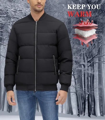 Vista 2 de MAGNIVIT Chaquetas de invierno para hombre, chaqueta bomber para hombre, chaqueta de otoño, chaqueta negra, chaqueta bomber chaquetas ligeras