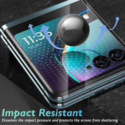 Vista 2 de Orzero Paquete de 3 protectores de pantalla frontal compatibles con Motorola Razr+/Razr Plus 2023, Protector De Pantalla TPU suave (no vidrio)