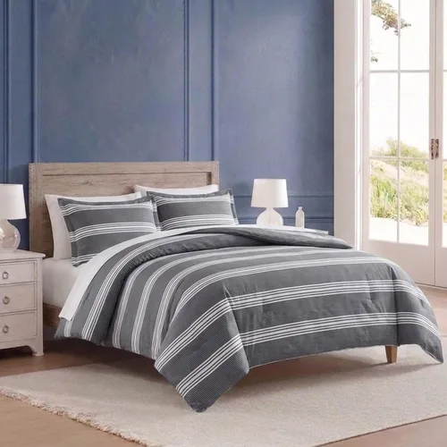 Vista 2 de Nautica - Juego de edredón King, ropa de cama reversible de algodón con fundas a juego y bolsa de lavandería reutilizable, peso medio, certificado