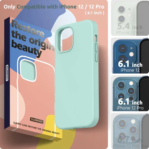 Vista 2 de SURPHY Diseñada para iPhone 12 y iPhone 12 Pro de 6.1 pulgadas, funda gruesa de silicona líquida (con forro de microfibra) para iPhone 12 y 12 Pro