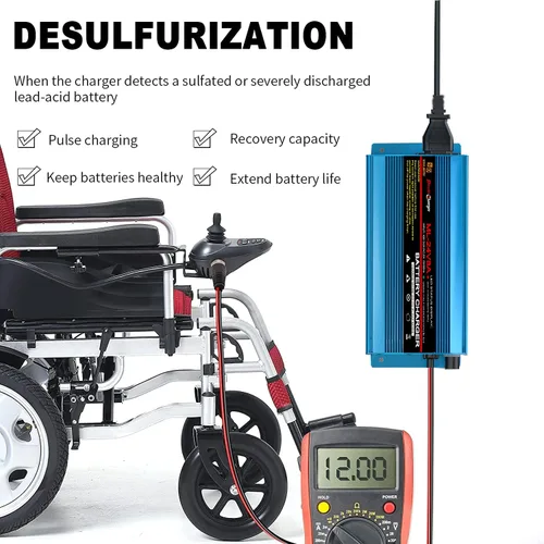 Vista 3 de Cargador de batería de 24 V y 8 amperios, cargador automático inteligente de plomo ácido con conector XLR para silla de ruedas, batería AGM sellada
