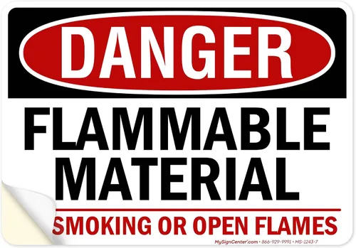 Vista 12 de Cartel de peligro de material inflamable No Smoking or Open Flames, 7 x 10 pulgadas, libre de óxido, aluminio 040, resistente a la decoloración