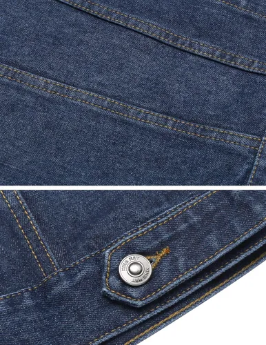 Vista 7 de Chaleco de mezclilla para mujer, casual, clásico, con bolsillos con solapa en el pecho