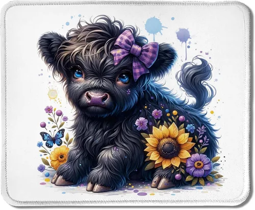 Vista 22 de Highland - Alfombrilla de mouse de vaca con lazo rosa coqueta floral para mouse inalámbricos, computadora portátil, accesorios de escritorio, 9.5 x