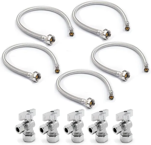 Vista 13 de Kit de instalación universal para lavavajillas, compresión de 3/8 pulgadas, manguera de acero inoxidable trenzada de 4 pies de largo + codo
