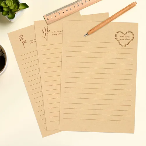 Vista 2 de KSIWRE Juego de 72 piezas de papelería vintage, 24 papeles de escritura con 12 sobres a juego, kit de papelería de aspecto antiguo para escribir