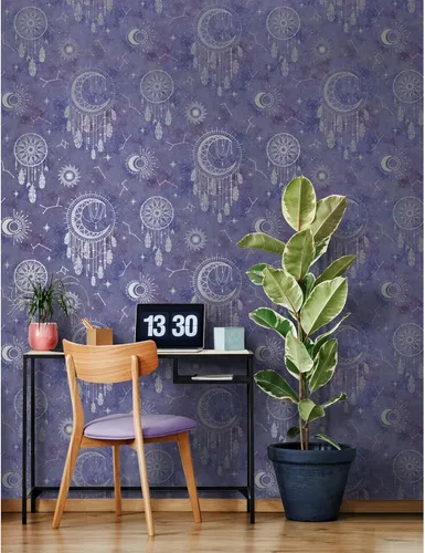 Vista 4 de Papel pintado Dreamcatcher Púrpura/Plata Holden 13331