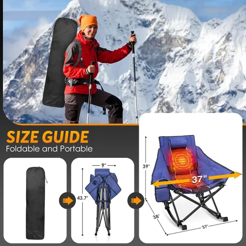 Vista 2 de Suteck Silla mecedora con calefacción, sillas de campamento plegables azul (blue sky)