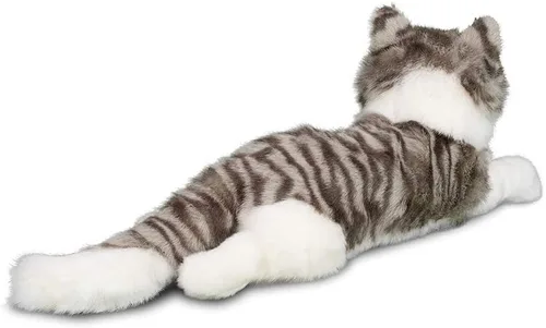 Vista 5 de Douglas Animal de peluche de gato gris ahumado – 19 pulgadas, suave y realista, juguete de peluche atigrado gris y blanco para niños, niños pequeños