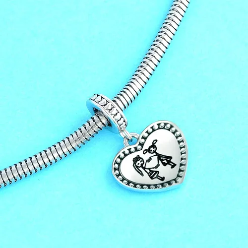Vista 5 de Chili Jewelry Dije de corazón Always My Sister Forever My Friend compatible con pulseras Pandora