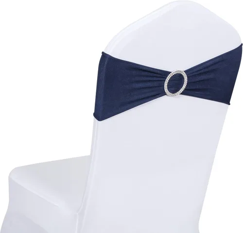 Vista 15 de Obstal 10 cintas elásticas de elastano para sillas de recepción de boda, bandas elásticas universales para silla con hebilla deslizante