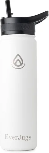 Vista 7 de Botella de agua de 22 onzas, boca ancha, botella de acero inoxidable de alta calidad con tapa con pajilla, doble pared aislada al vacío, taza Azul