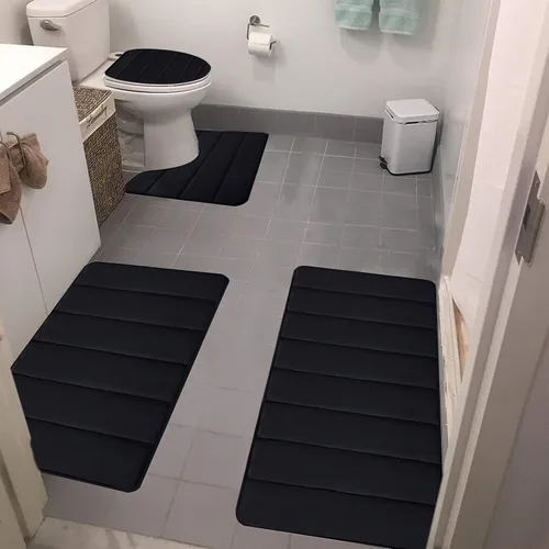 Vista 11 de Bathroom Rugs for 3 Pieces, Memory Foam Bath Mat Set, Universal Toilet Mats, Soft Comfortable, Water Absorption, Non-Slip, Thick, Machine Washable