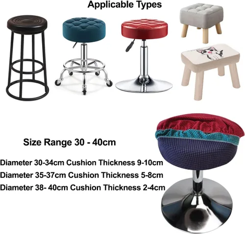 Vista 6 de Funda de taburete redonda de 12 a 16 pulgadas, fundas de asiento redondas para taburetes de bar, tela de lujo elástica, lavable de jacquard a prueba