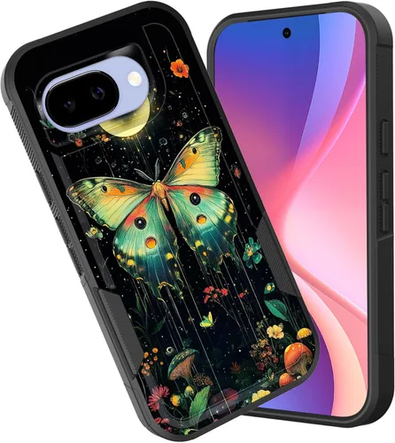 Vista 110 de Funda para Pixel 6A, funda híbrida de doble capa resistente a prueba de golpes de policarbonato duro de silicona suave TPU para Google Pixel 6A