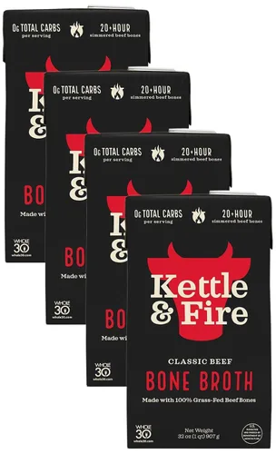 Vista 27 de Kettle and Fire Classic - Caldo de hueso de ternera, aprobado por Keto, Paleo, y Whole 30, sin gluten, alto en proteínas y colágeno, paquete de 4
