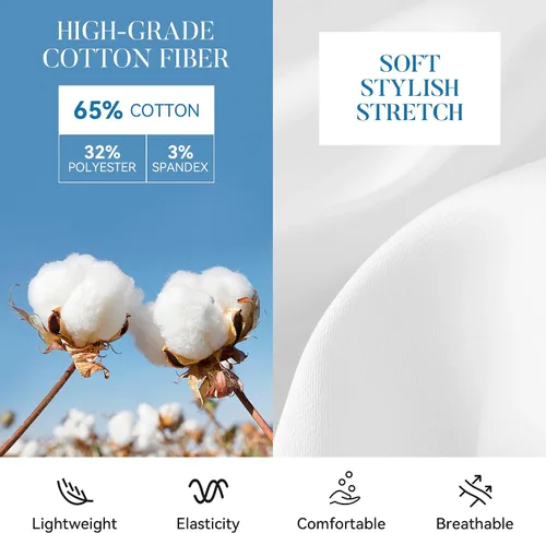 Vista 4 de WARHORSEE Blusas de vestir de manga larga con botones de algodón para mujer, blusas de trabajo elegantes de fácil cuidado, blusas casuales