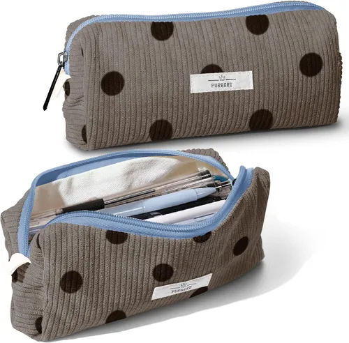 Vista 12 de Bolsa para Lápices Estuche para Bolígrafos, Organizador Pequeño de Pana Suave para Lápices con Cremallera, Lindo Estuche para Lápices Artículos