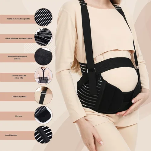 Vista 5 de Bandas para el Vientre para Mujeres Embarazadas - Cinturón de Maternidad Apoyo para el Embarazo - Faja Abdominal Transpirable, Soporte Lumbar Negro