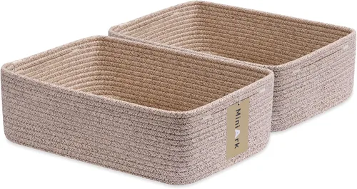 Vista 46 de MiniArk Cestas organizadoras grandes poco profundas de 15 x 11 x 5.1 pulgadas, contenedores de almacenamiento tejidos de cuerda para baño, estantes