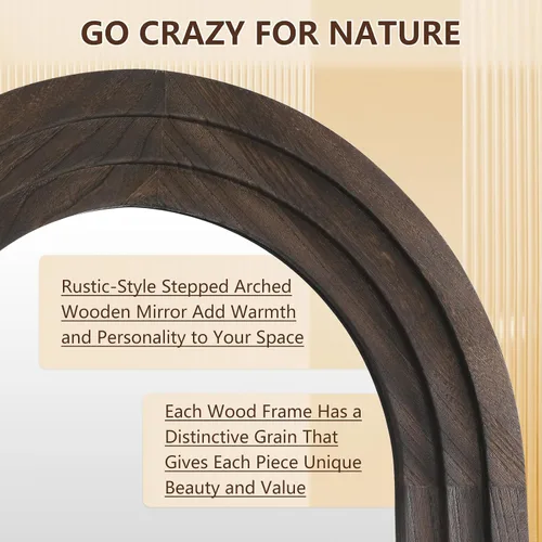 Vista 6 de MirrMuse Arched Floor Full Length Mirror with Wood Frame, 56"x21" Rustic Farmhouse, Free Standing, for Bedroom Living Room Store, Leaning or Wall