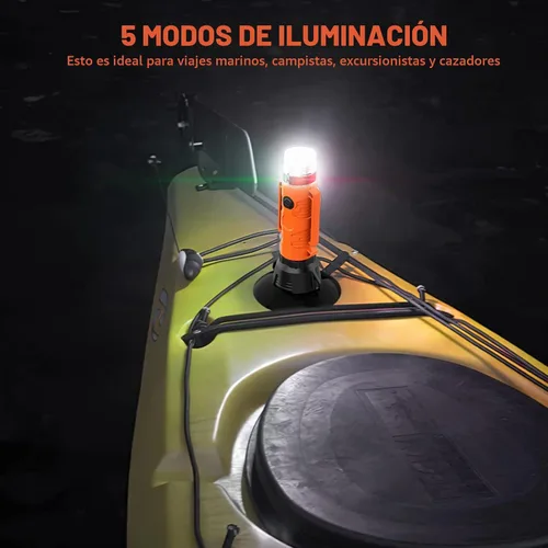 Vista 3 de GOODSMANN Luz LED de señal redonda para barco con ventosa y base magnética para kayak de barco