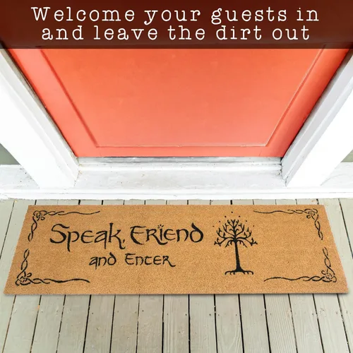 Vista 7 de MAINEVENT Felpudo "Speak Friend and Enter" 50x15 Pulgadas, El Señor de los Anillos Felpudo Divertido Largo, Felpudo "Speak Friend and Enter" Grande