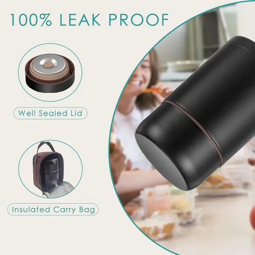 Vista 6 de lazycozy® Contenedores térmicos de alimentos para comida caliente, 27 oz, termo para sopa con cuchara plegable, frasco de alimentos de acero