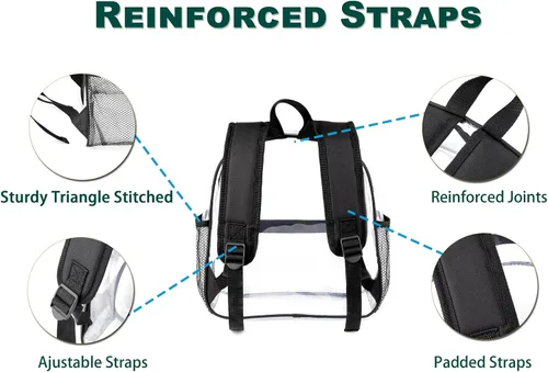 Vista 5 de Keepcross Mochila transparente de 12 x 6 x 12 pulgadas para eventos de estadio, bolsa transparente para estadios, eventos deportivos, festivales