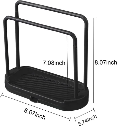 Vista 6 de Bandeja Organizadora de Fregadero de Cocina, Soporte Organizador para Esponja, Paño de Platos, Trapo, Cepillo, Almacenamiento y Organización de Negro