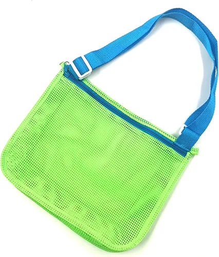 Vista 18 de UTTPLL Bolsa de playa de malla colorida ajustable para niños, bolsa de red de secado rápido para conchas marinas que recolecta arena juguete