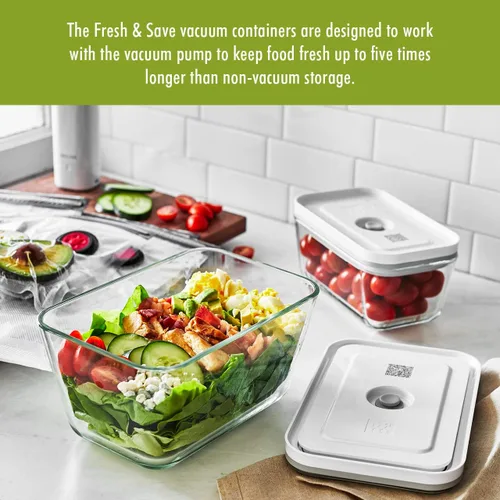 Vista 7 de ZWILLING Fresh & Save - Sellador al vacío de mano + almacenamiento de alimentos de vidrio de 3 piezas