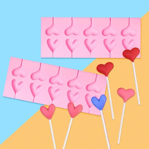 Vista 6 de Moldes de silicona de chocolate con forma de corazón, 2 paquetes de 10 cavidades para dulces de San Valentín para decoración de pasteles de boda