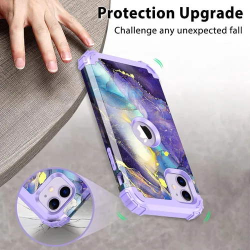 Vista 6 de Rancase Funda para iPhone 11, tres capas de alta resistencia a prueba de golpes, protección de plástico duro + funda protectora de goma de silicona